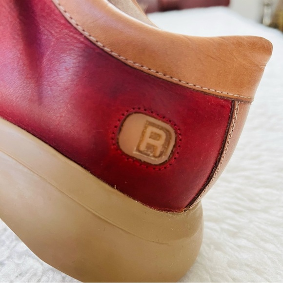Reaction Kenneth Cole 2 Tone Red/Brown Leather Lace Up Chunky Shoes Size 9.5 M - Picture 9 of 12